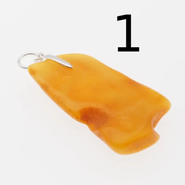 Surowy Naturalny Bursztyn i srebro - zawieszka z rzemieniem (różne kamienie do wyboru)