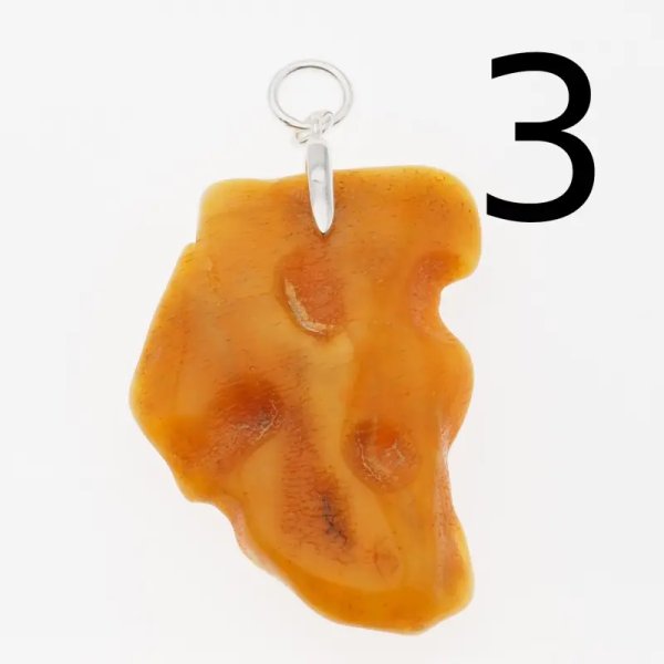 Surowy Naturalny Bursztyn i srebro - zawieszka z rzemieniem (różne kamienie do wyboru)