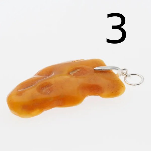 Surowy Naturalny Bursztyn i srebro - zawieszka z rzemieniem (różne kamienie do wyboru)