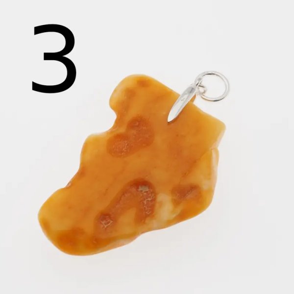 Surowy Naturalny Bursztyn i srebro - zawieszka z rzemieniem (różne kamienie do wyboru)