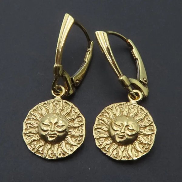 Srebro Ag złocone - kolczyki słońce 13 mm