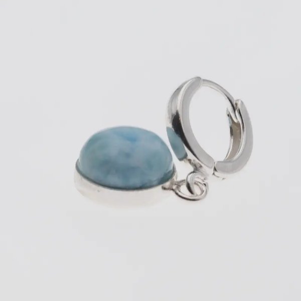 Larimar w srebrze - kolczyki okrągłe 12 mm