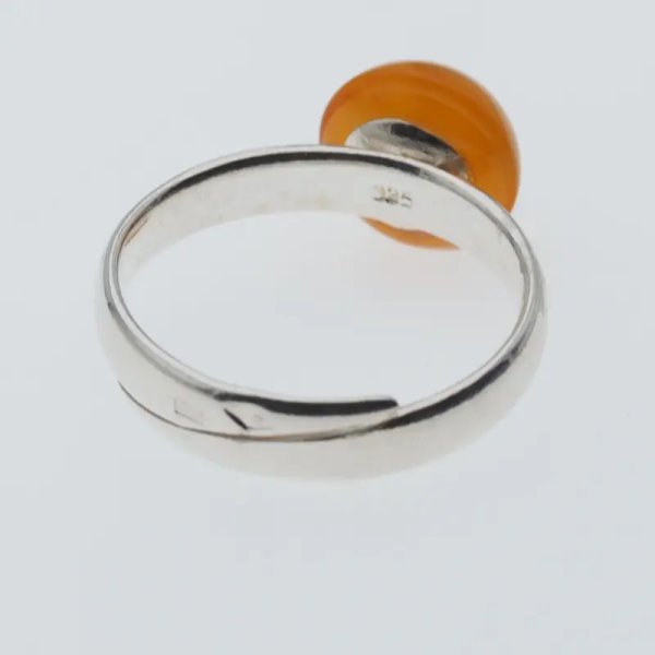 Mleczny Bursztyn i srebro - pierścionek koło z regulacją (różne kamienie i rozmiary)