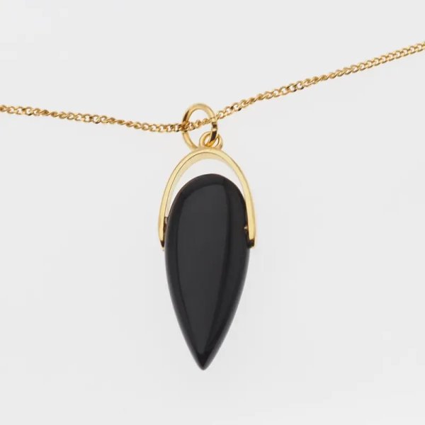 Onyks łza w srebrze złoconym - naszyjnik na łańcuszku