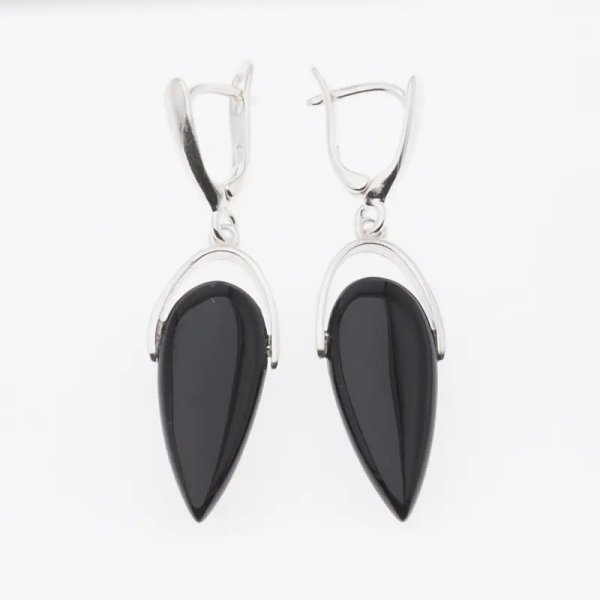 Onyks łzy w srebrze - kolczyki