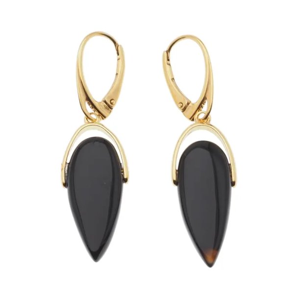 Onyks łzy w srebrze złoconym - kolczyki