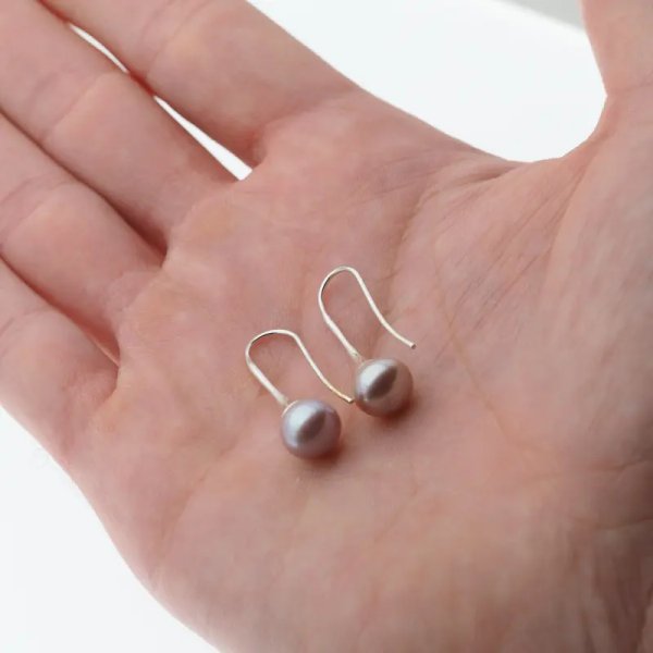 Perła różowa i srebro - kolczyki otwarte - okrągłe (para)