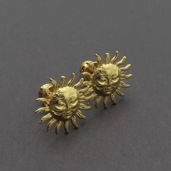 Srebro Ag złocone - kolczyki sztyfty słońce 12 mm