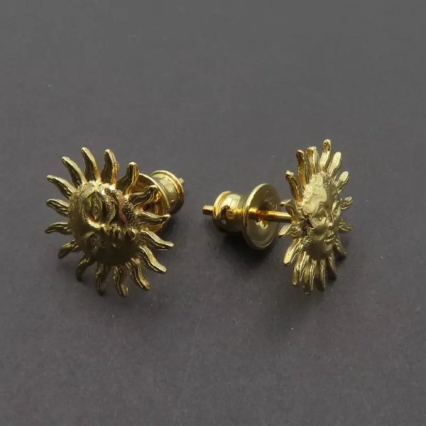 Srebro Ag złocone - kolczyki sztyfty słońce 12 mm