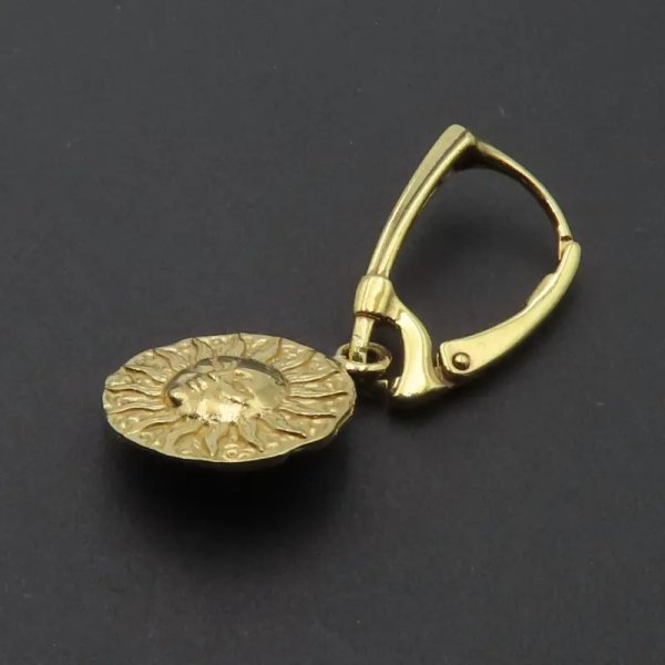 Srebro Ag złocone - kolczyki słońce 13 mm