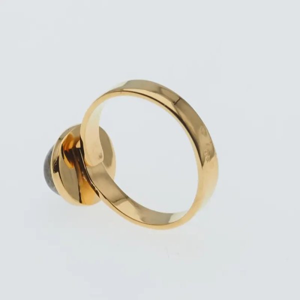 Labradoryt owalny i srebro złocone - pierścionek (rozmiar 14 +/- 2 rozmiary regulacji)