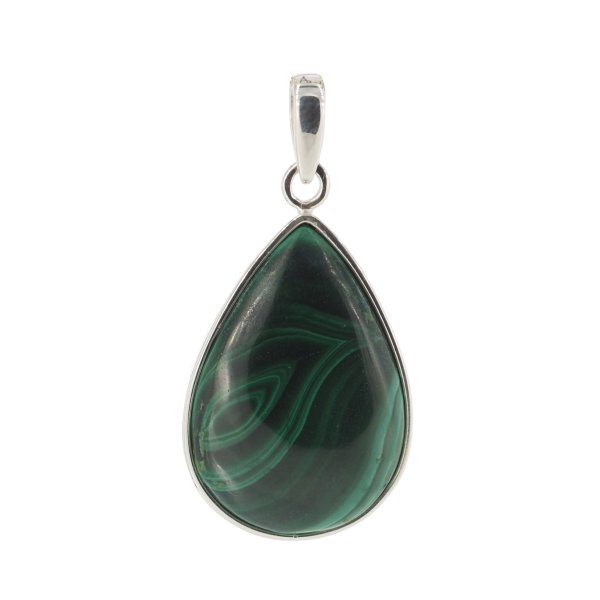 Malachit i srebro - zawieszka łza