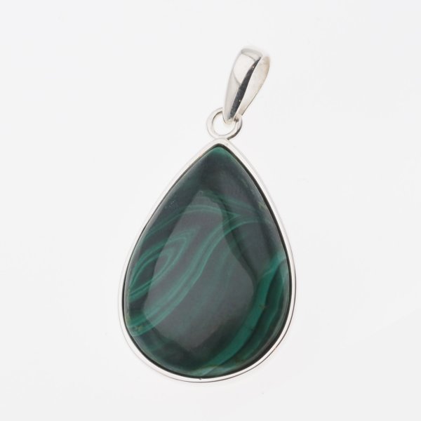 Malachit i srebro - zawieszka łza