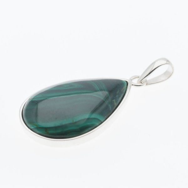 Malachit i srebro - zawieszka łza