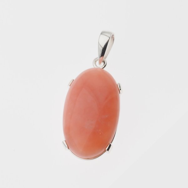 Opal Różowy 27x16mm i srebro - zawieszka owalna