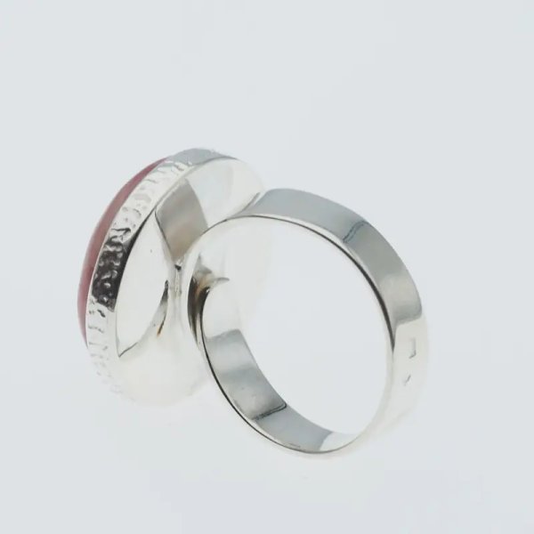 Rodochrozyt i srebro - pierścionek koło (rozmiar jubilerski 18) +/- 2 rozmiary regulacji