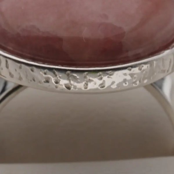 Rodochrozyt i srebro - pierścionek koło (rozmiar jubilerski 18) +/- 2 rozmiary regulacji