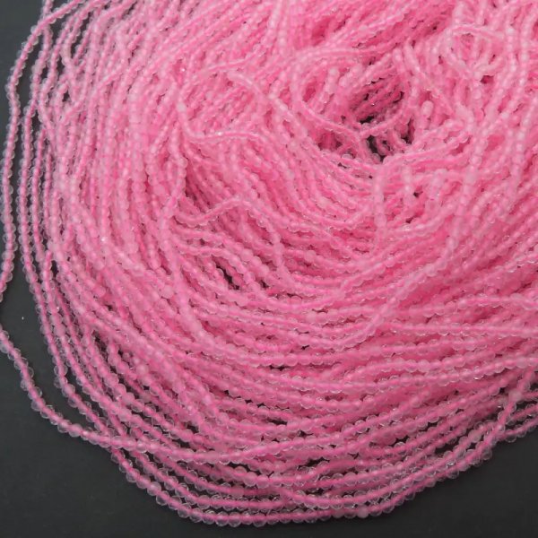 Kwarc Różowy fasetowany kulka 2 mm (sznur) 