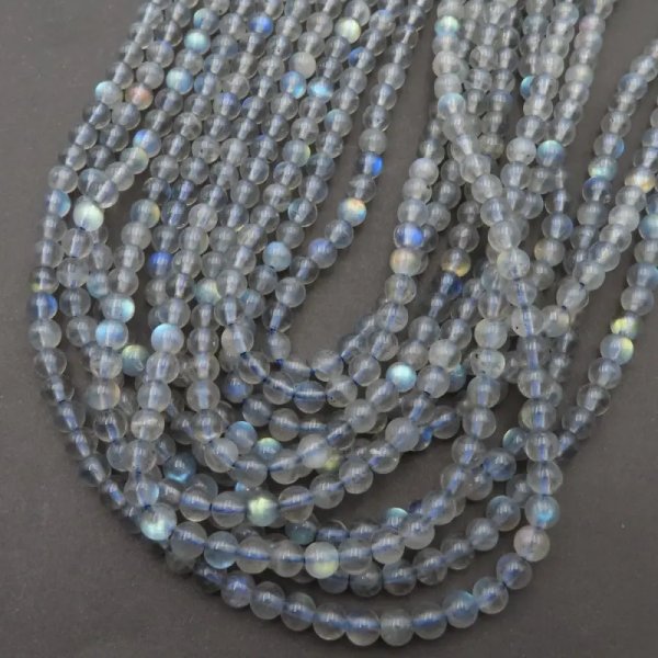 Labradoryt polerowany kulka 4 mm – sznur ok. 38,5 cm