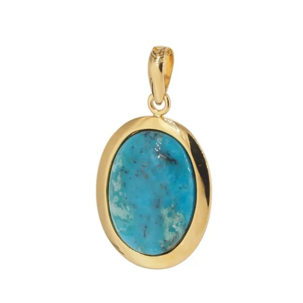 Turkus i młotkowane srebro złocone - wisiorek łza