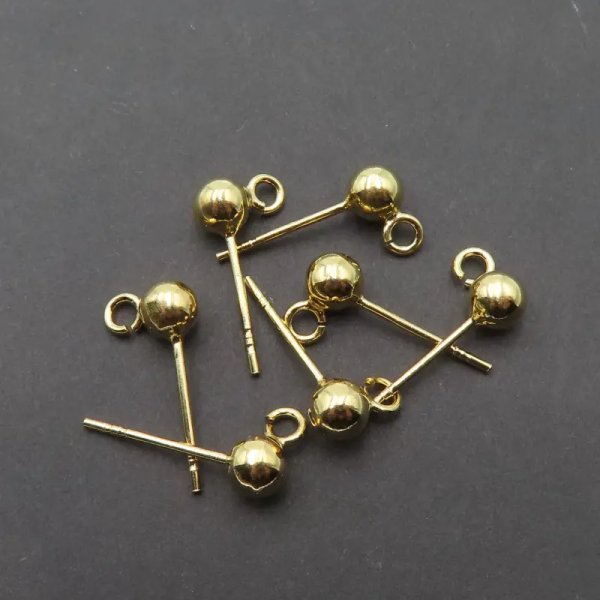 Srebro Ag Złocone - sztyfty kulka 5mm (para)