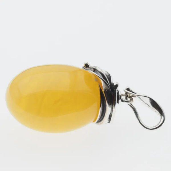 Żółty bursztyn i srebro oksydowane - zawieszka