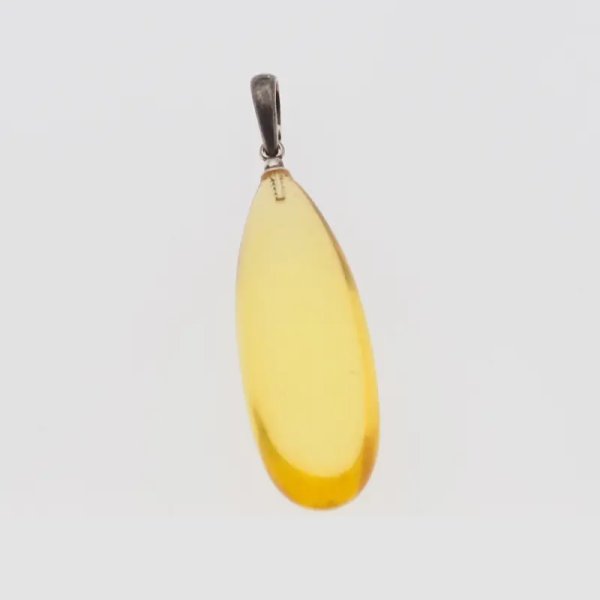 Bursztyn przezroczysty i srebro oksydowane - zawieszka