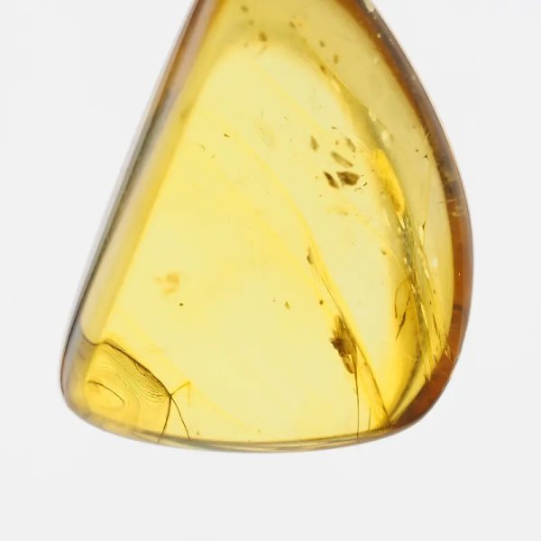 Bursztyn przezroczysty, szczątki organiczne i srebro oksydowane - zawieszka łza