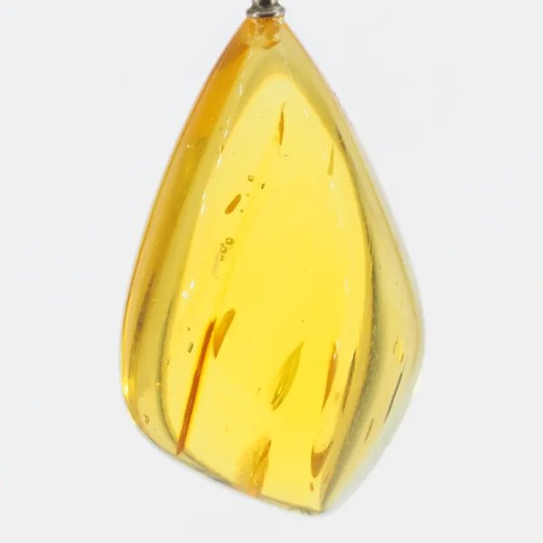 Bursztyn przezroczysty, szczątki organiczne i srebro oksydowane - zawieszka
