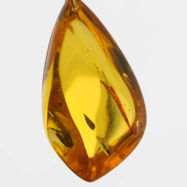 Bursztyn przezroczysty, szczątki organiczne i srebro oksydowane - zawieszka