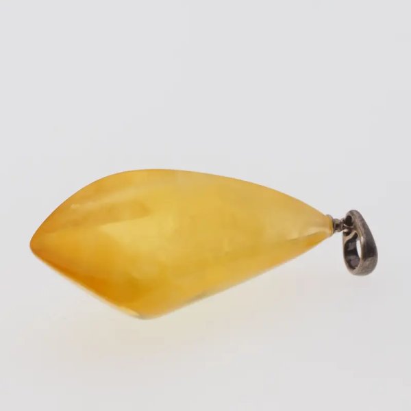 Bursztyn przezroczysty z chmurami i srebro oksydowane - zawieszka