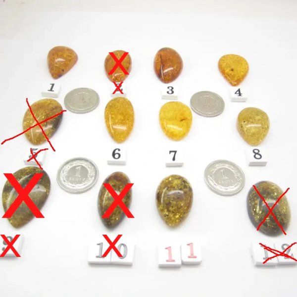 Koniakowy, cytrynowy i zielony Bursztyn z łuskami