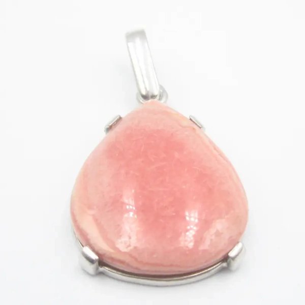 Rodochrozyt i srebro rodowane - zawieszka łza