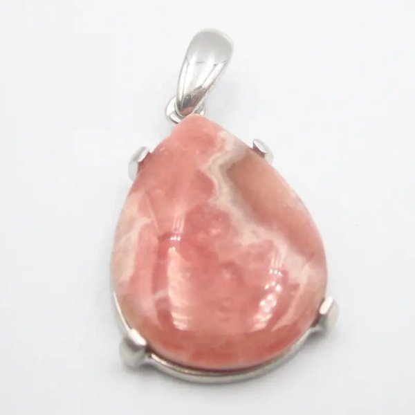 Rodochrozyt i srebro rodowane - wisiorek łza (różne kamienie)