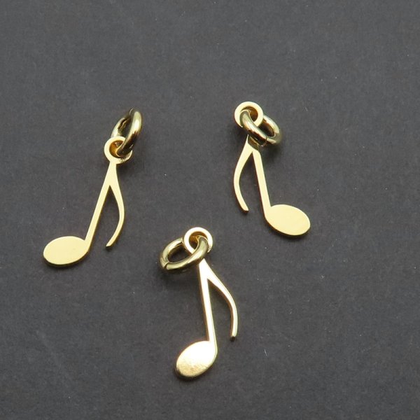 Srebro Ag złocone -  zawieszka nutka 10x4mm