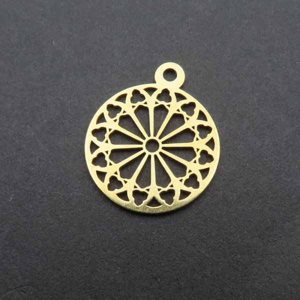 Srebro Ag złocone -  zawieszka rozetka 12 mm