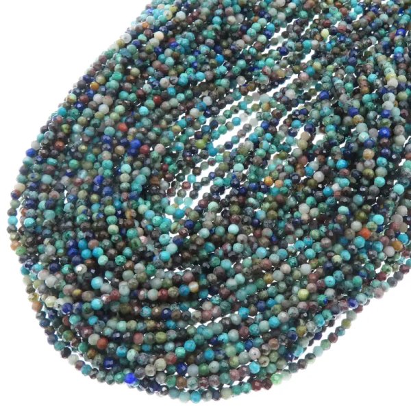 Chryzokola/Azuryt fasetowane kulki 2 mm (sznur)