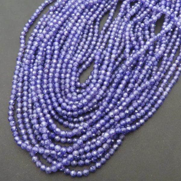 Cyrkon syntetyczny fioletowy – fasetowane kulki 3 mm (sznur)