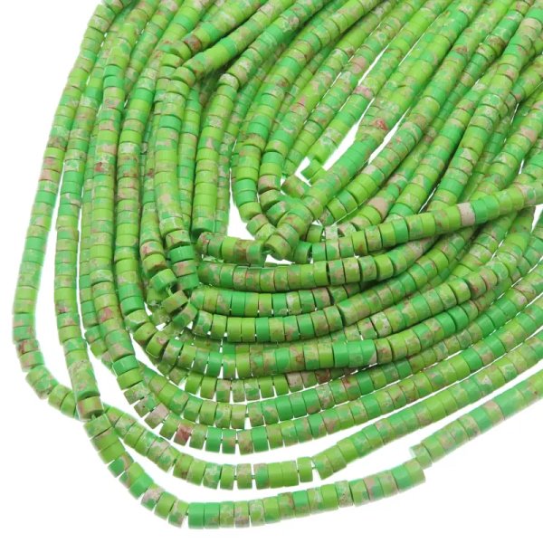 Jaspis cesarski zielony walce 4×2 mm (sznur)