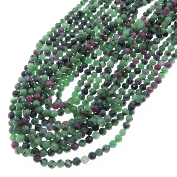 Zoizyt z Rubinem fasetowany – kulki 4,8 mm (sznur 39 cm)