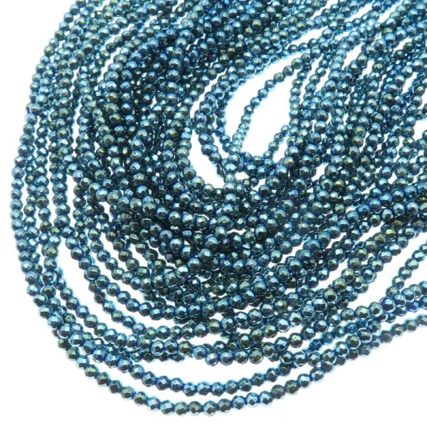 Hematyt niebiesko-zielony fasetowane kulki 3mm (sznur)