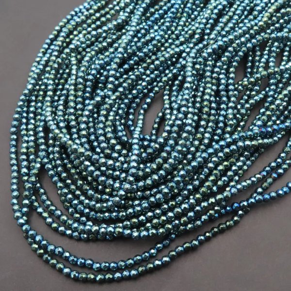 Hematyt niebiesko-zielony fasetowane kulki 3mm (sznur)