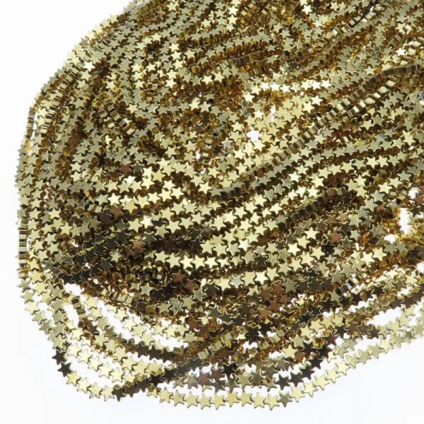 Hematyt złocony AU gwiazda 4 mm (sznur)