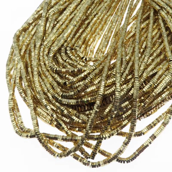 Hematyt złocony AU sześciokąt 3x1 mm (sznur)
