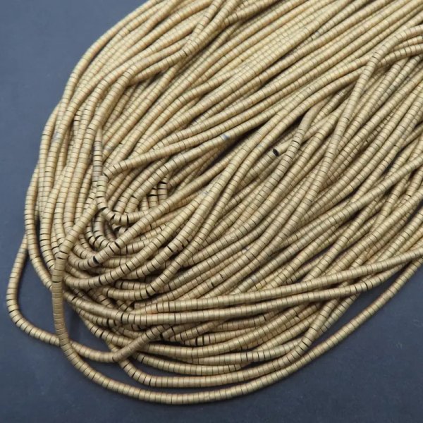 Hematyt złocony AU matowy walce 2x1 mm (sznur)