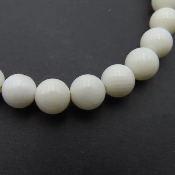 Koral biały kulki 6 mm i srebro - bransoletka 19 cm