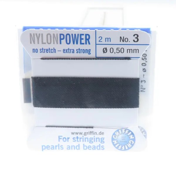 Nici Nylonowe czarne z igłą - 0,5 mm/2 metry