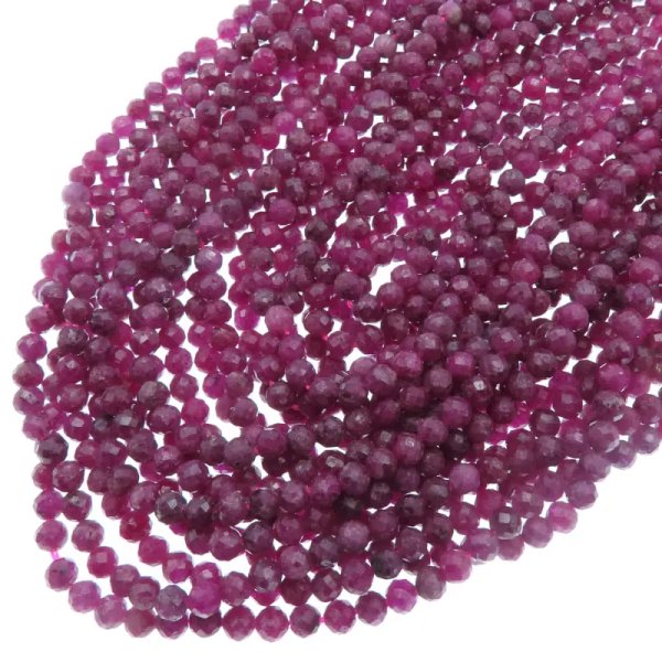 Rubin fasetowane kulki 3,8 mm (sznur)