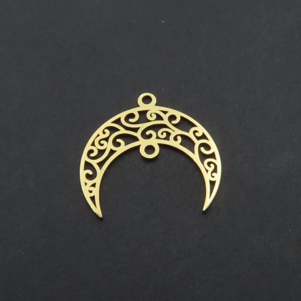 Srebro Ag Złocone - zawieszka księżyc ażurowy