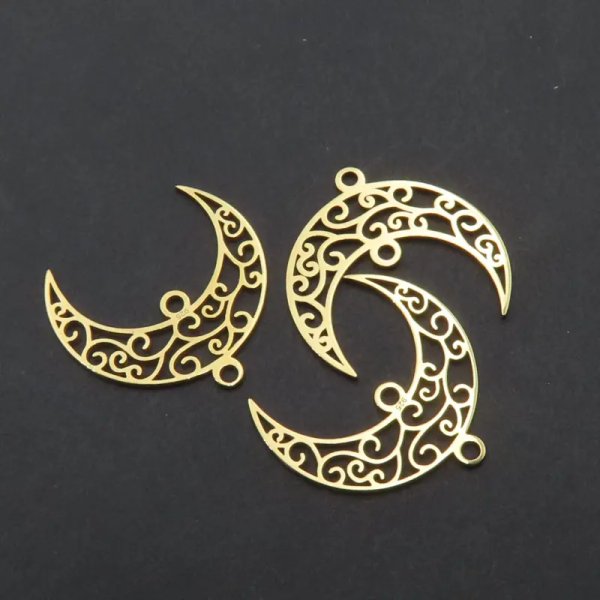 Srebro Ag Złocone - zawieszka księżyc ażurowy